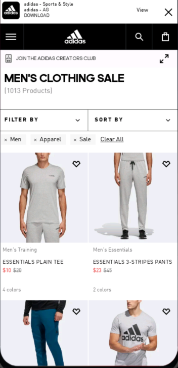 This is adidas retail store site